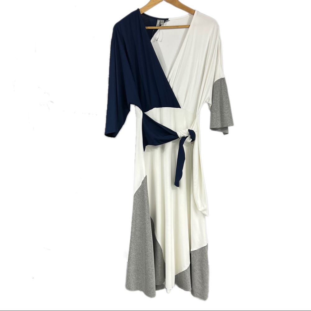 Asos Design Color Block Knot Front Midi Dress Siz… - image 2